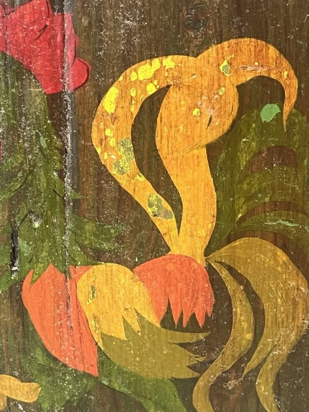 Vintage Hand Painted Rooster Wood Plaque Wall Decor Rustic Folk Art Farmhouse